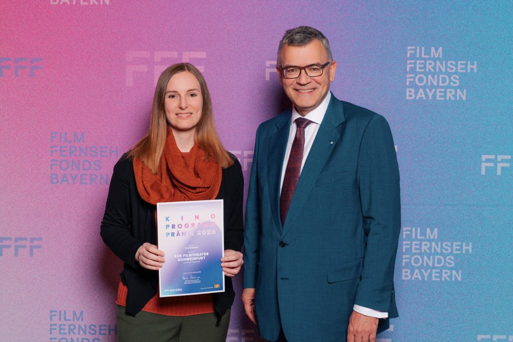 Anne Schmeltzer, Theaterleiterin Kino KuK + Dr. Florian Herrmann, Chef der Bayerischen Staatskanzlei. © FFF Bayern/ Patrick Vöhringer