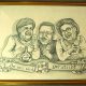 Bleistiftzeichung Radierung Karikatur Franken Wein Donnersdorf Unikat sammeln von M. Lindl Martin
